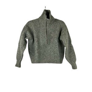 Everlane GIRLS M Half-Zip Chunky Knit Sweater 100% Wool Sweatshirt Pullover